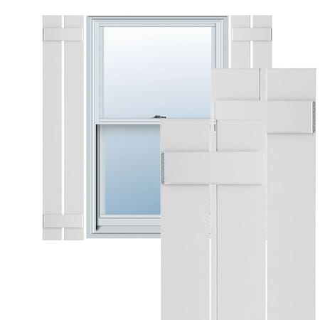 True Fit PVC Two Board Spaced Board-n-Batten Shutters, White, 11 1/4W X 28H